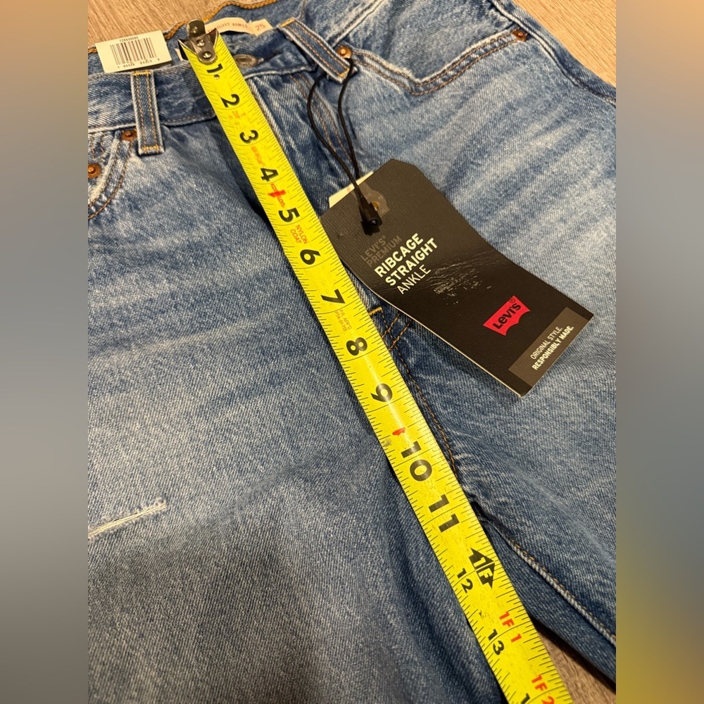 Levi’s Ribcage Straight Ankle Jeans Ultra High Rise Distressed Denim Medium Wash - Picture 7 of 11